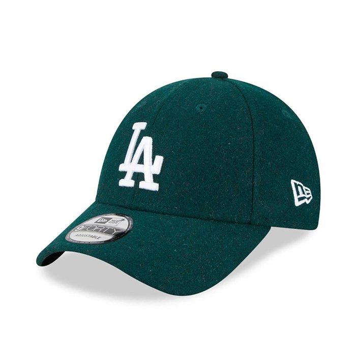 New Era LA Dodgers Melton Wool Green 9FORTY Adjustable Cap