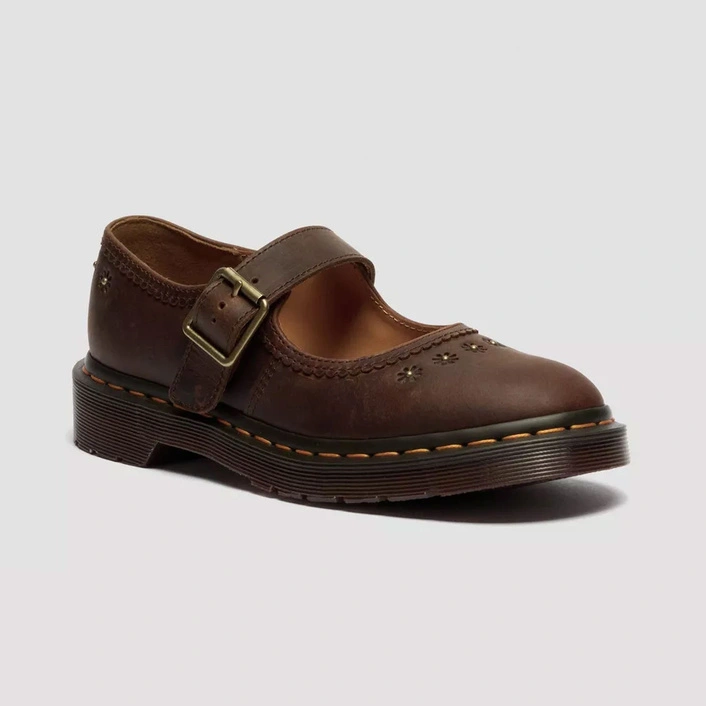 Dr. Martens туфлі Mary Jane Flower Crazy Horse темно-коричневі жіночі 42391200