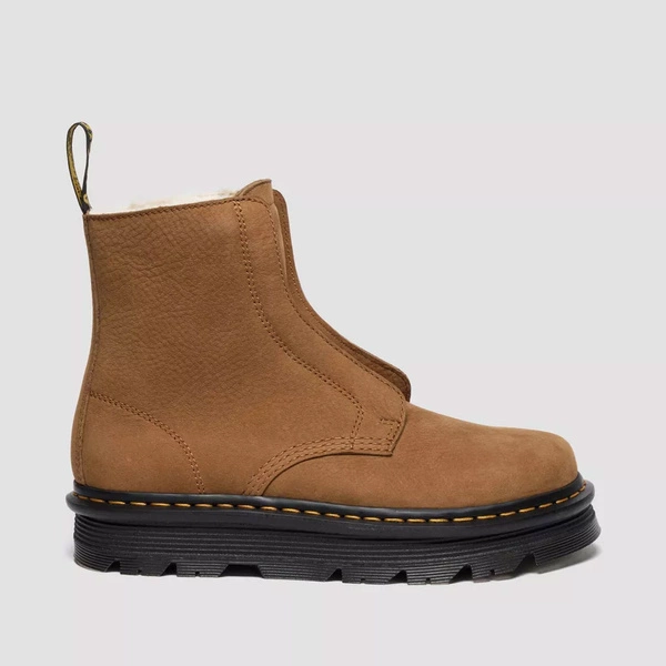 Dr. Martens зимові черевики без шнурків Zebzag Laceless утеплені нубукові світло-коричневі 42019200