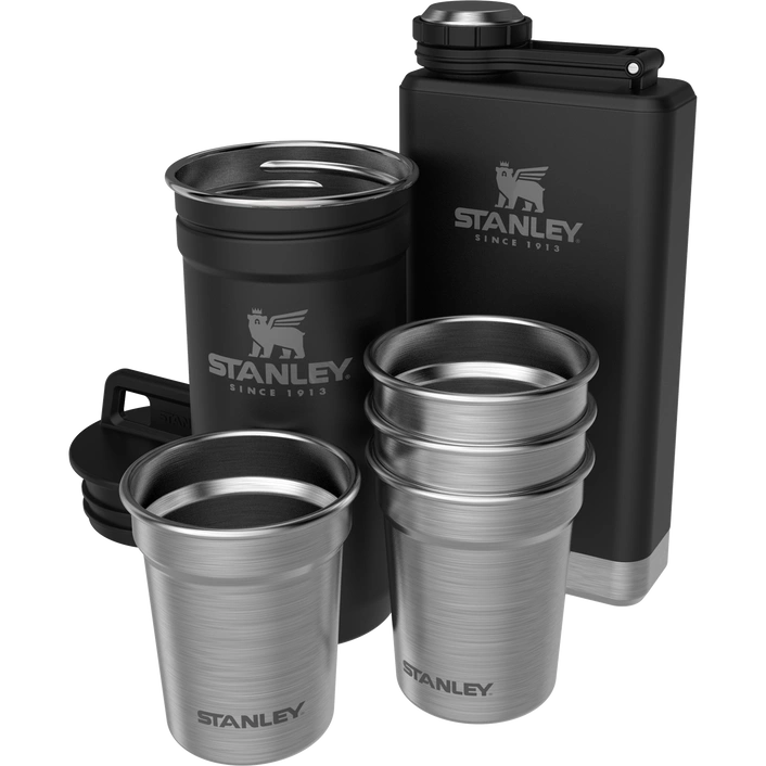 Stanley Adventure Pre-Party Shot Glass + Flask Set- Matte Black