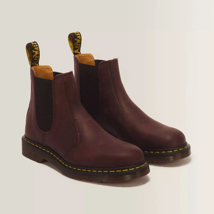 Dr. Martens челсі 2976 Yellow Stitch Crazy Horse вишневі 27486600