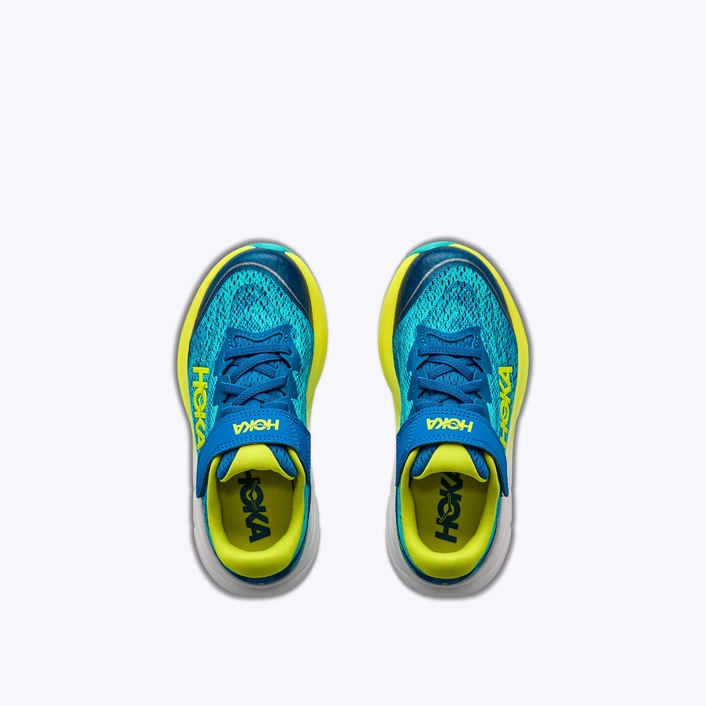 HOKA Rincon 4 Little Kids дитячі кросівки для бігу Electric Aqua / Neon Hoka Citrus