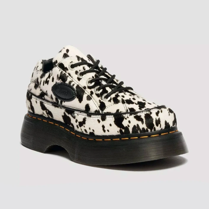 Dr. Martens туфлі Buzz 5-Eye Dalmatian зі шкіри з ворсом кремово-чорні жіночі 42846100