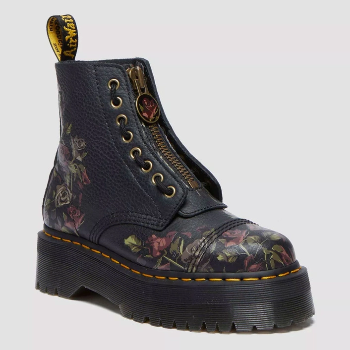 Dr. Martens Sinclair Decayed Roses Leather Platform Boots 32050001