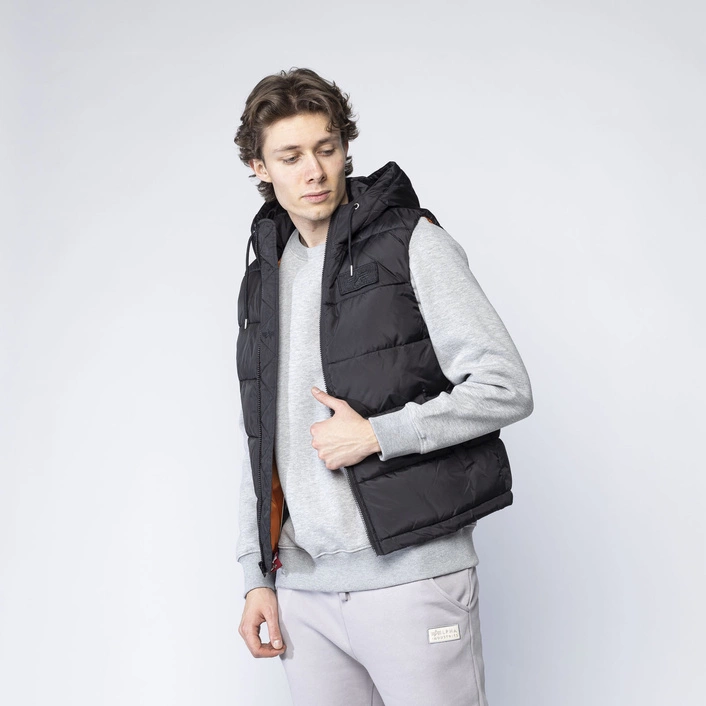 Alpha Industries Hooded Puffer Vest FD BLACK