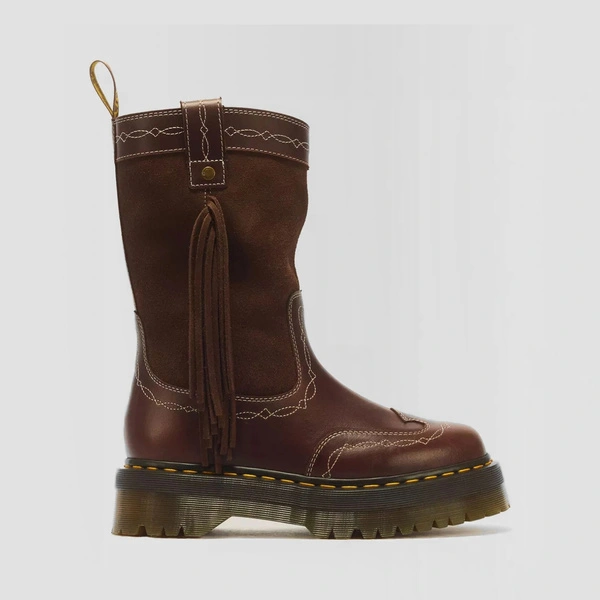 Dr. Martens ковбойські чоботи на платформі Quad Mid Desert Rodeo темно-коричневі 43175200