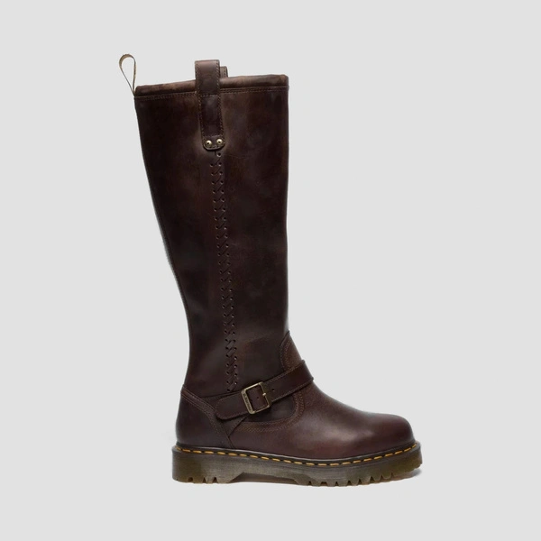 Dr. Martens високі байкерські чоботи Anistone Knee High Crazy Horse темно-коричневі 41871200