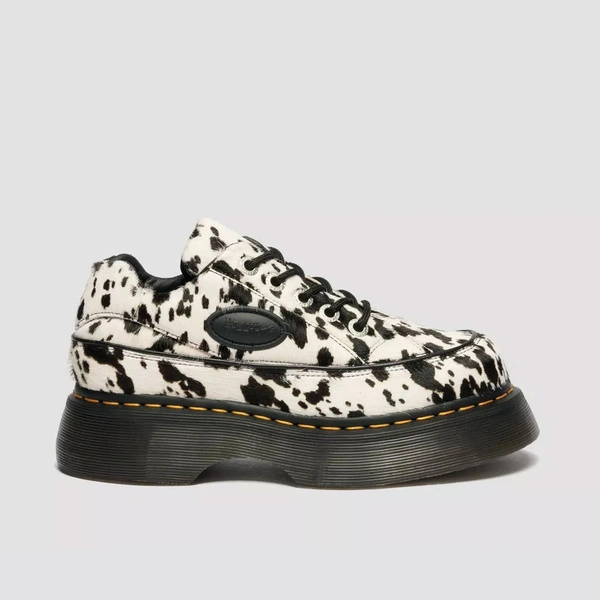 Dr. Martens туфлі Buzz 5-Eye Dalmatian зі шкіри з ворсом кремово-чорні жіночі 42846100