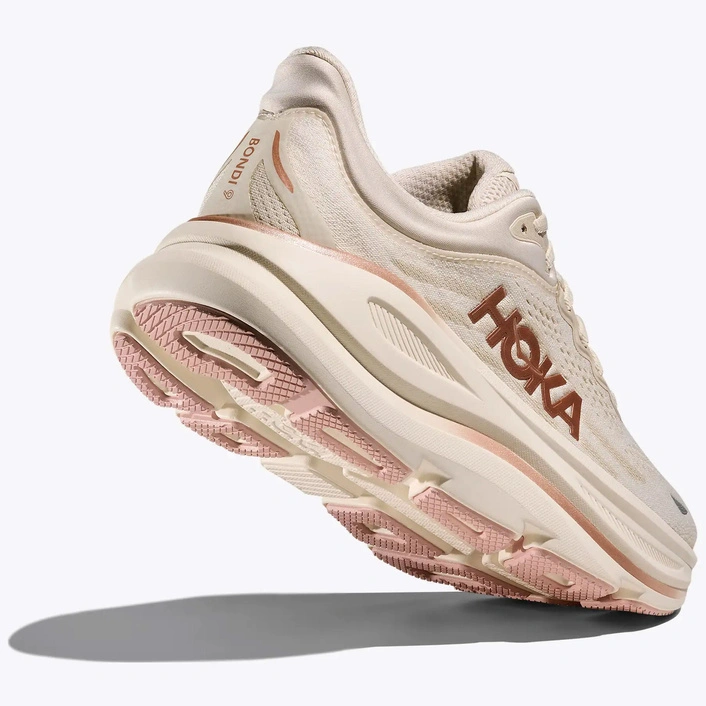 HOKA Bondi 9 жіночі кросівки для бігу Oat Milk / Rose Gold