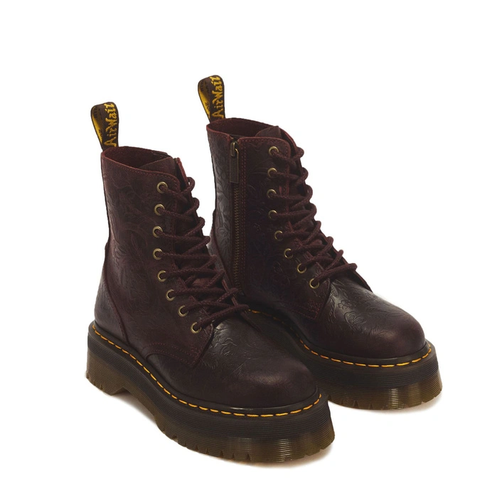 Dr. Martens жіночі черевики на платформі Jadon Floral Emboss Crazy Horse вишневі 43558600