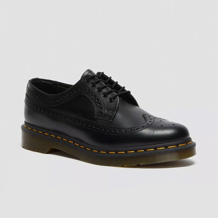 Dr. Martens туфлі-броги 3989 Yellow Stitch Smooth чорні чоловічі 22210001