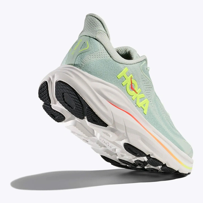 HOKA Clifton 10 жіночі кросівки для бігу Sea Glass / Neon Flame