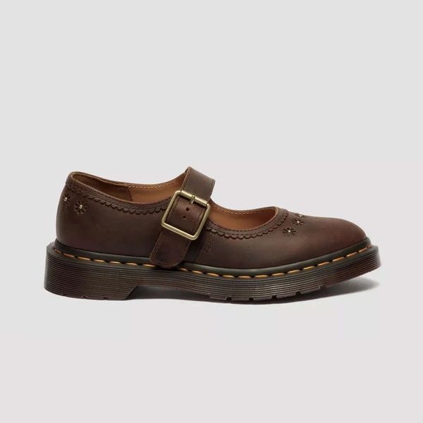 Dr. Martens туфлі Mary Jane Flower Crazy Horse темно-коричневі жіночі 42391200