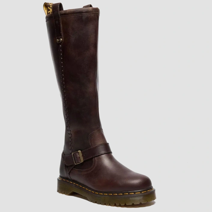 Dr. Martens високі байкерські чоботи Anistone Knee High Crazy Horse темно-коричневі 41871200