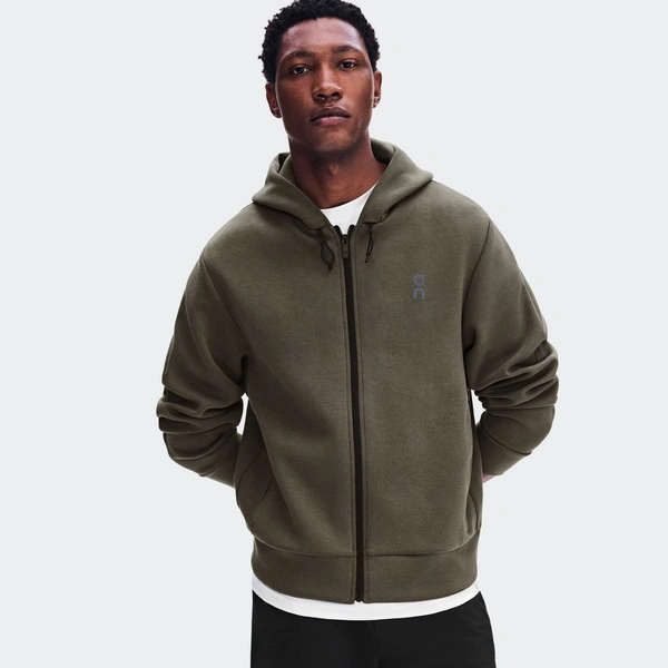 On Focus Tech Zip Hoodie Bark-Apparel 1MF30304966