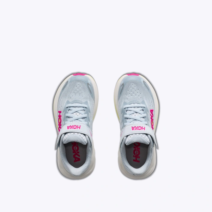 HOKA Clifton 10 Little Kids дитячі кросівки для бігу Overcast / Neon Dragonfruit
