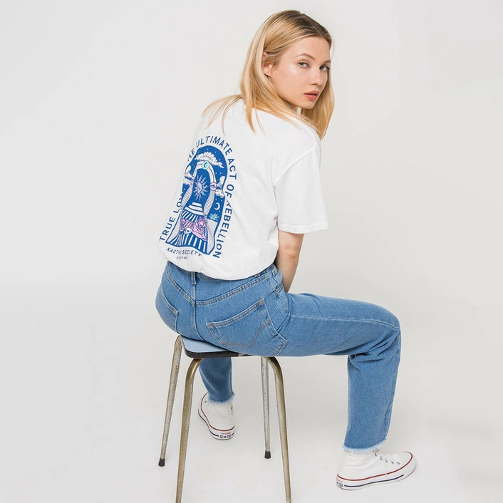 Kaotiko M/C WASHED TRUE LOVE WHITE T-SHIRT