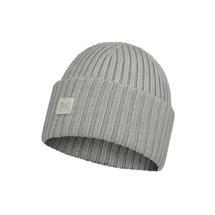 Buff Knitted Hat Merino Wool ERVIN LIGHT GREY