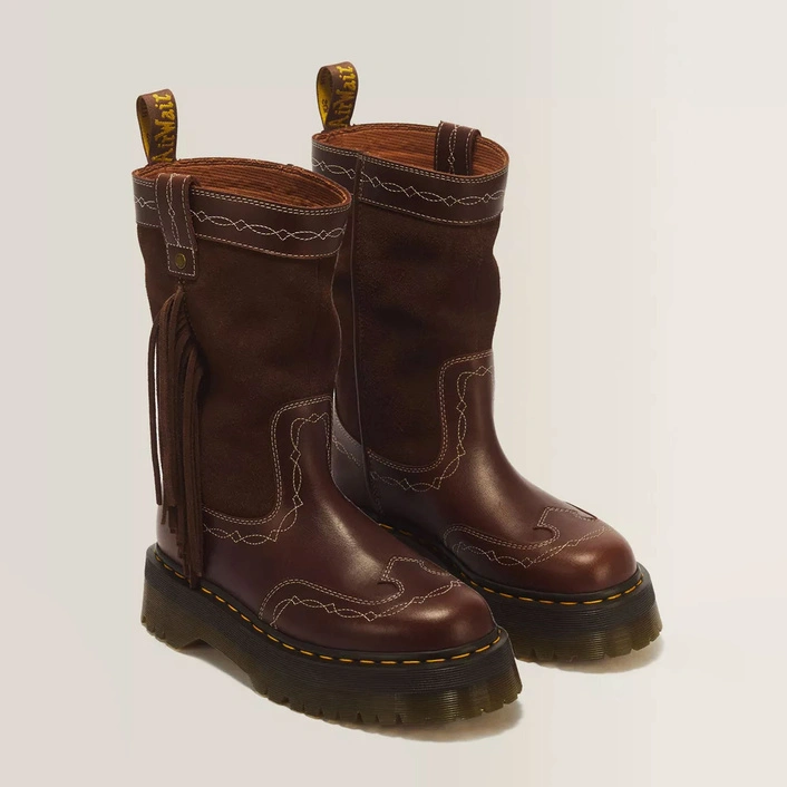 Dr. Martens ковбойські чоботи на платформі Quad Mid Desert Rodeo темно-коричневі 43175200