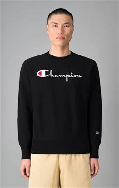 Champion Reverse Weave EMBROIDERED SCRIPT LOGO Sweatshirt BLACK