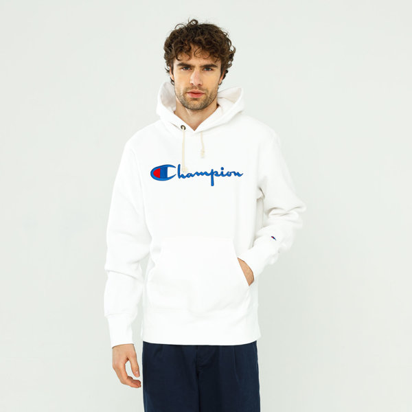 Champion Reverse Weave Script Logo Hooded Sweatshirt White