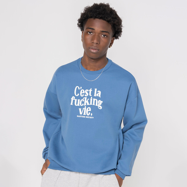 Kaotiko Blue C'est La Vie Denim Sweatshirt