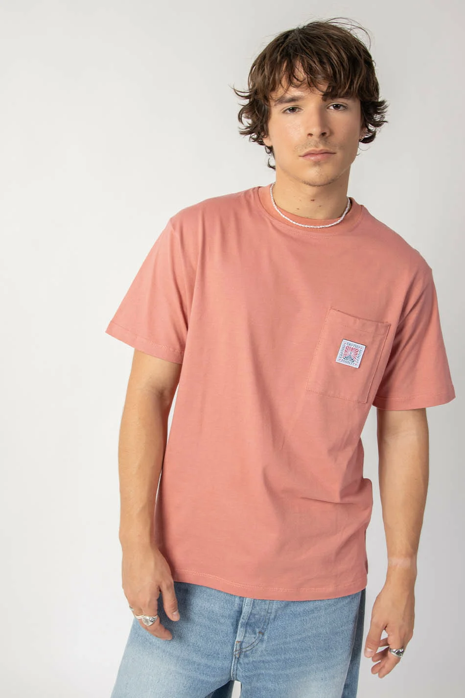 Kaotiko Salmon Pocket Flower Society T-Shirt