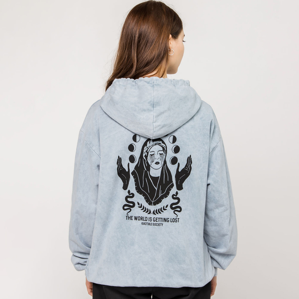 Kaotiko Steel Virgin Washed Hoodie Blue