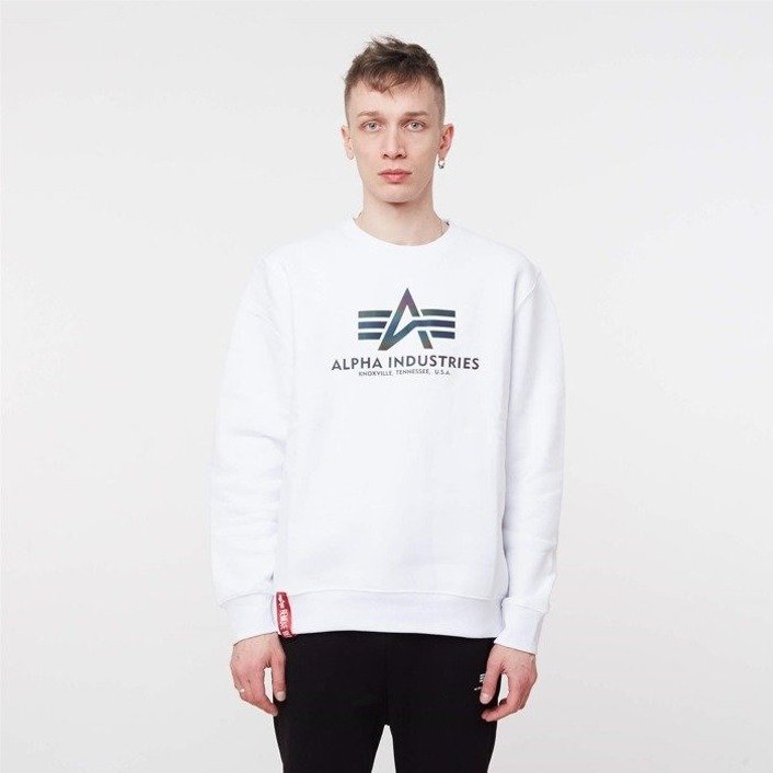 Alpha Industries Basic Sweater Rainbow Reflective Print WHITE
