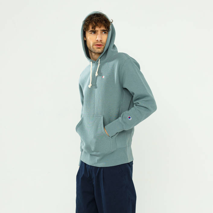 Champion REVERSE WEAVE C LOGO HOODIE BLACK PASTEL BLUE