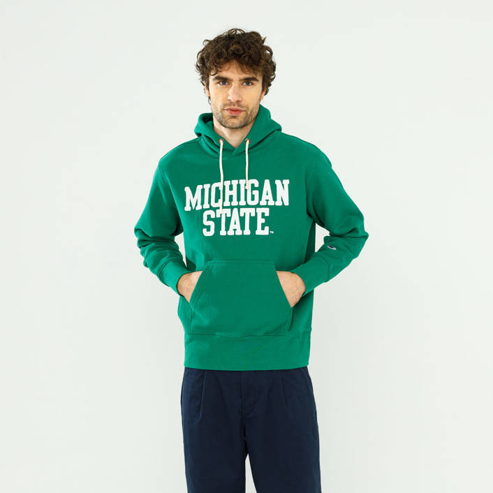 Champion REVERSE WEAVE HOODIE COLLEGE PRINT MICHIGAN STATE GREEN