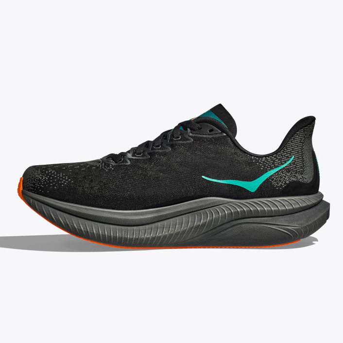 HOKA MEN'S MACH 6 BLACK/ELECTRIC TENGERINE