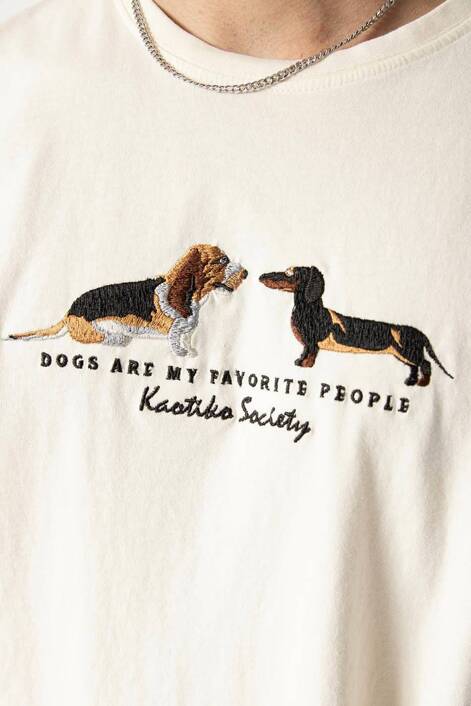 Kaotiko Ivory Puppies Washed T-Shirt
