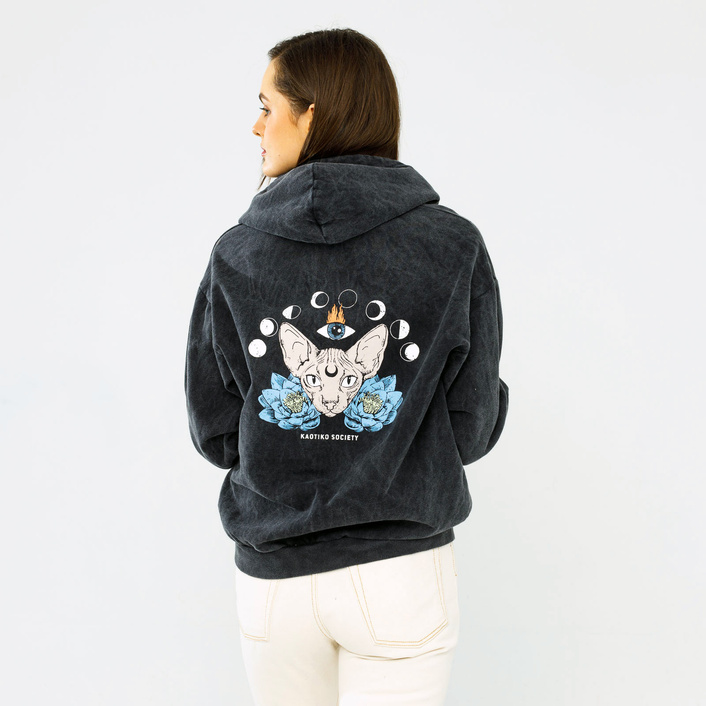 Kaotiko Moon Sphynx Hoodie Black