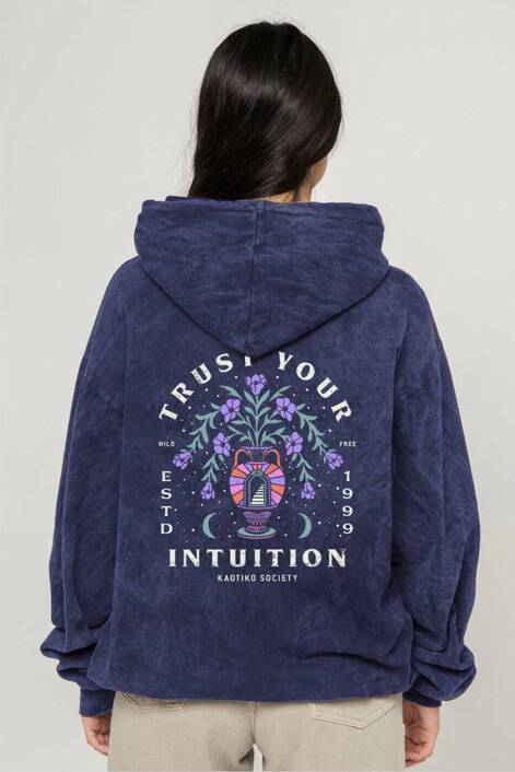 Kaotiko Trust Your Intuition Dark Lilac Washed Sweatshirt