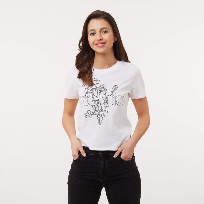 Levi's WMNS  GRAPHIC SURF TEE FLOWER OUTLINE WHITE
