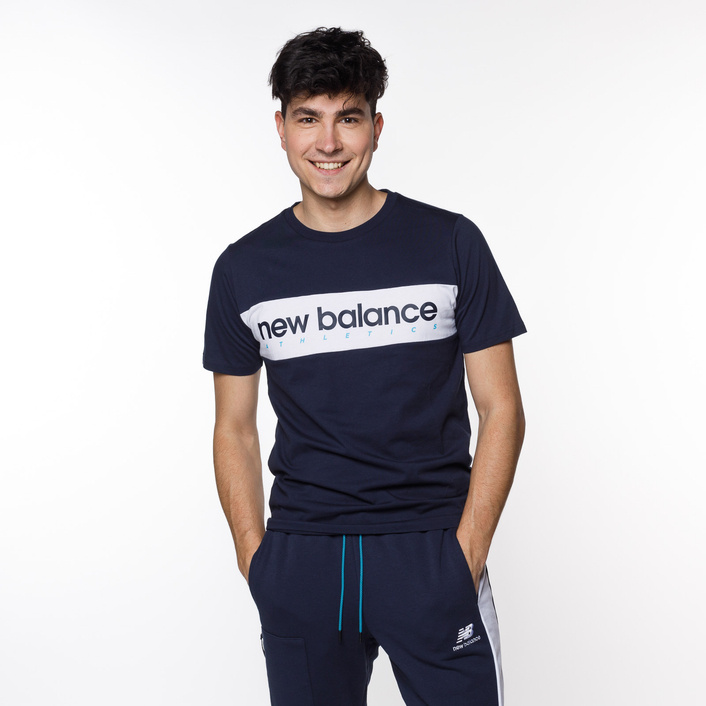 New Balance ATHLETICS LINEAR TEE ECL NAVY