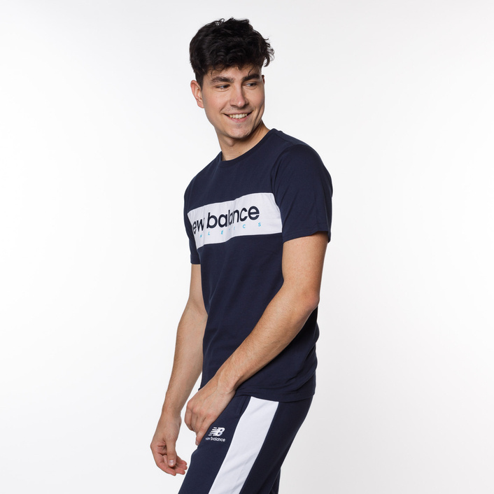 New Balance ATHLETICS LINEAR TEE ECL NAVY