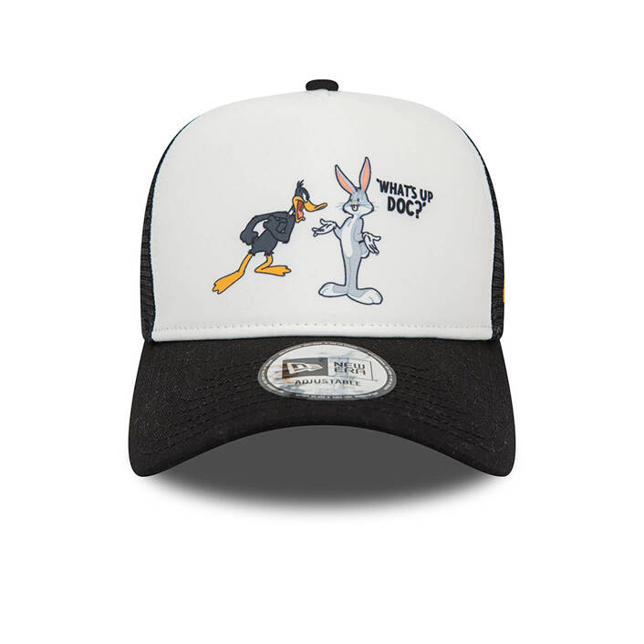 New Era Multi Character Looney Tunes Daffy Duck and Bugs Bunny Black A-Frame Trucker Cap